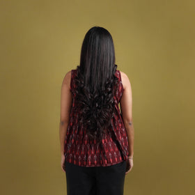 Pochampally Ikat Mercerised Cotton Sleeveless Crop Top for Women 09