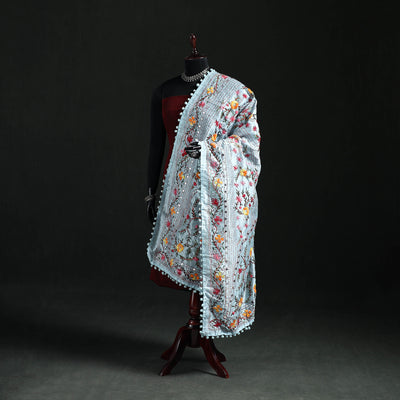 Phulkari Hand Embroidered Chanderi Silk Dupatta 34