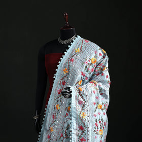 Phulkari Hand Embroidered Chanderi Silk Dupatta 34