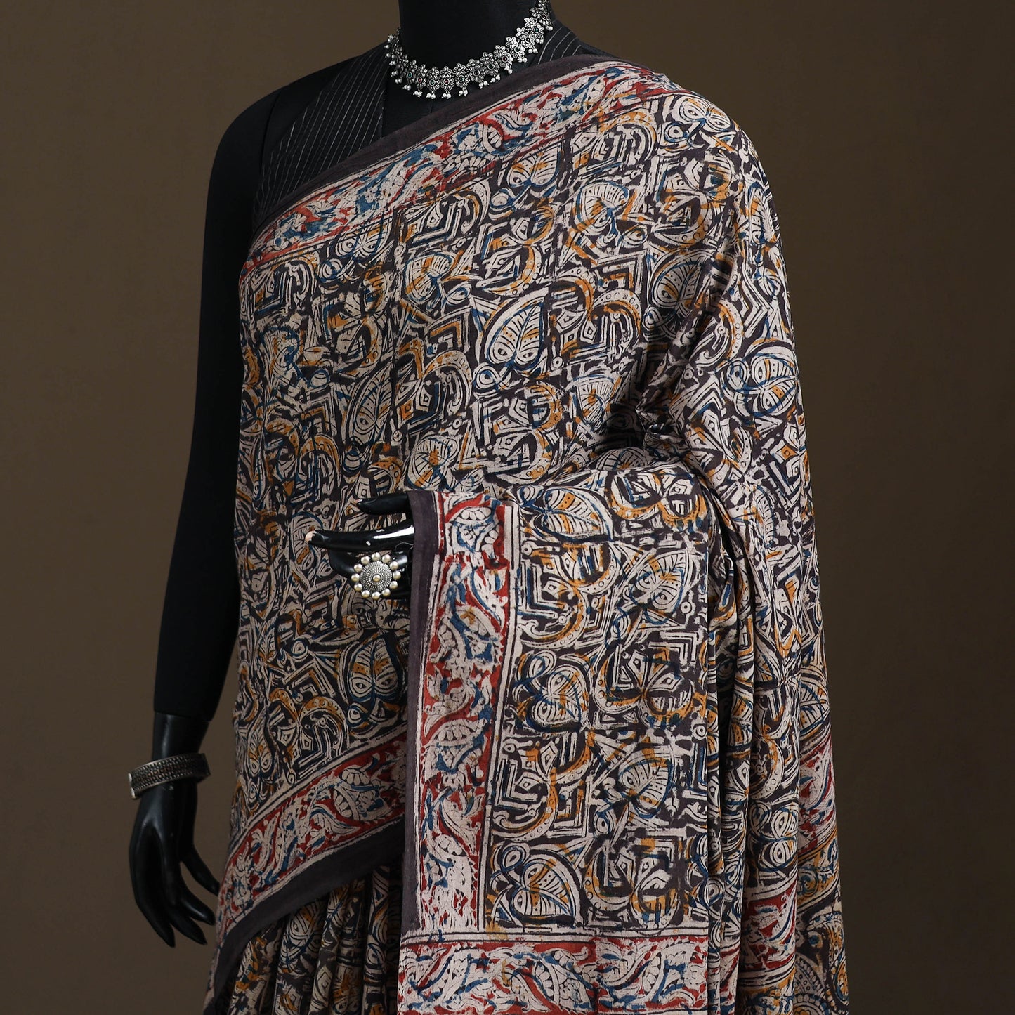 Pedana Hand Block Print Natural Dyed Cotton Kalamkari Saree 63