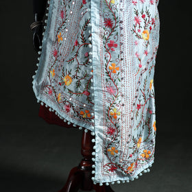 Phulkari Hand Embroidered Chanderi Silk Dupatta 34