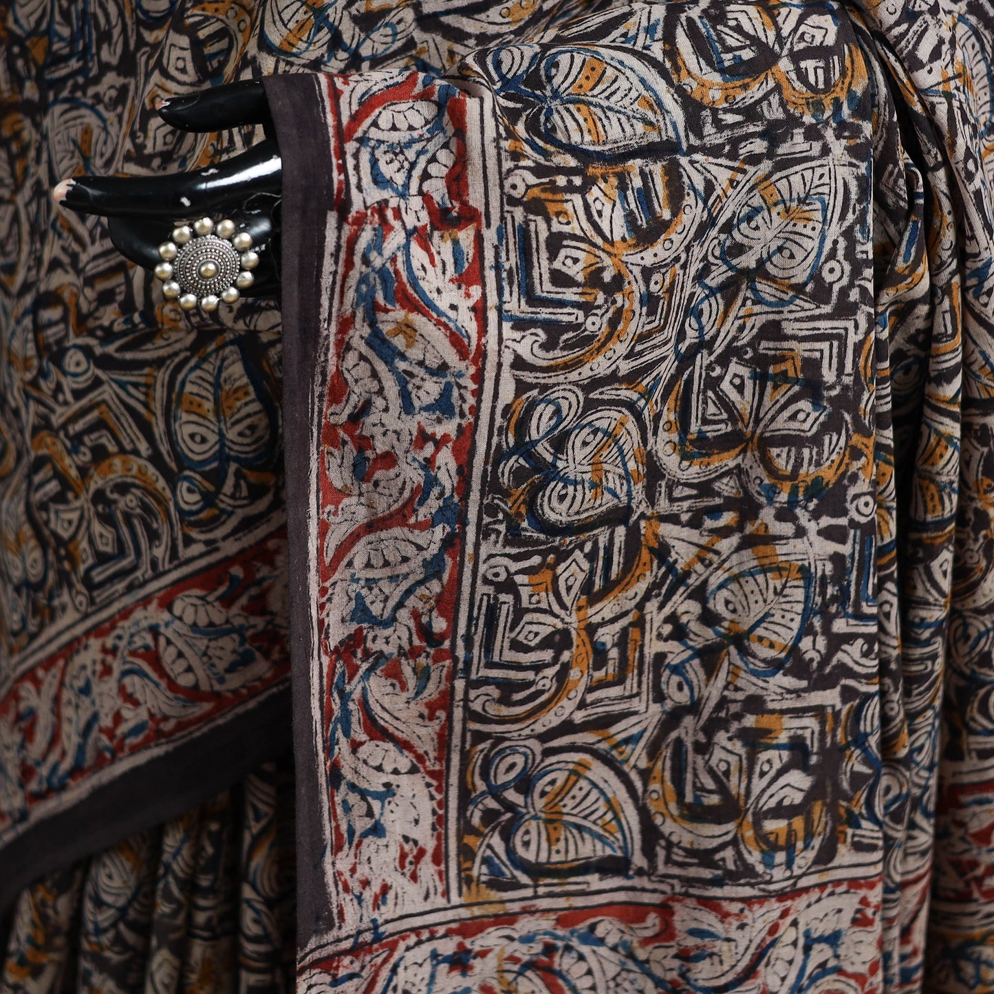 Pedana Hand Block Print Natural Dyed Cotton Kalamkari Saree 63