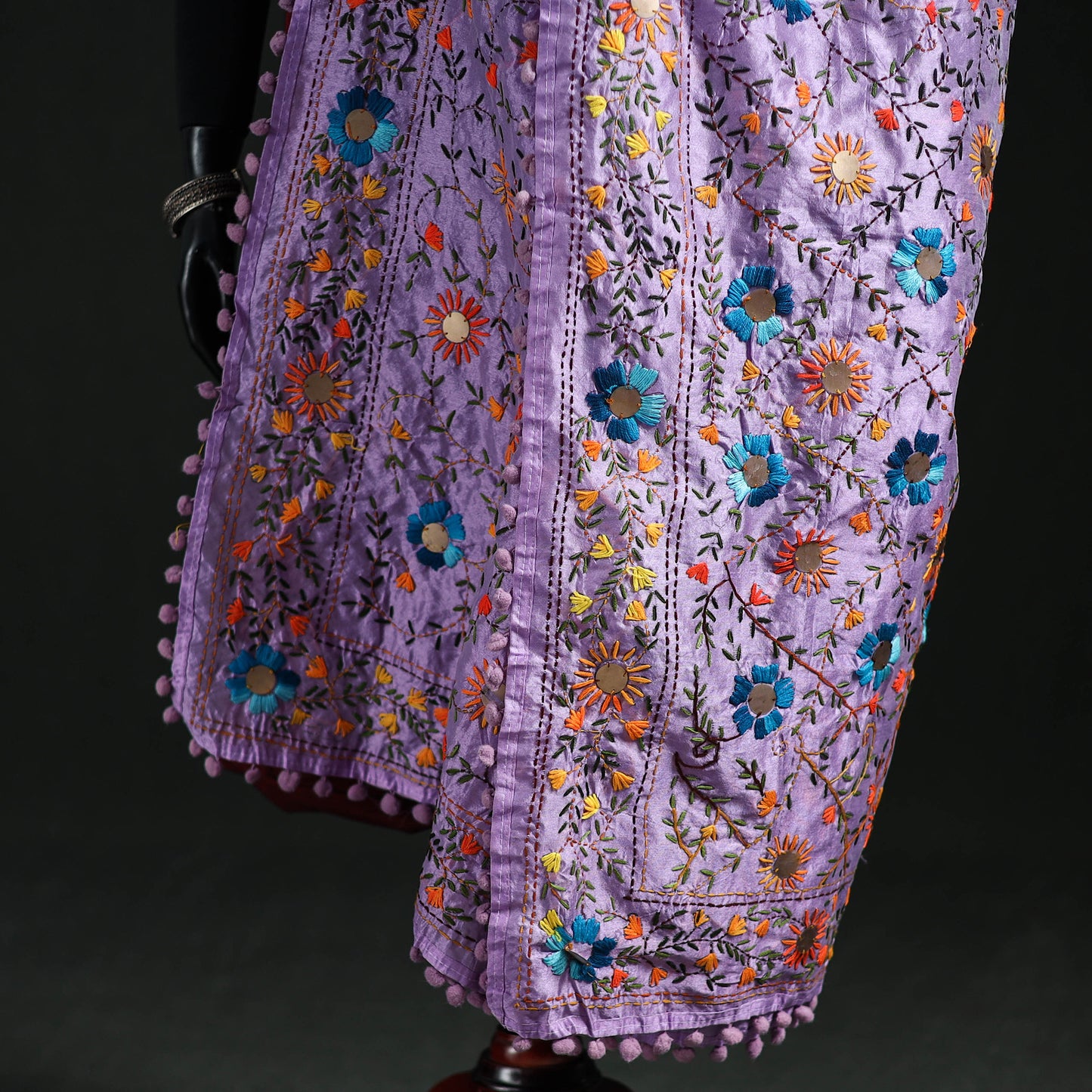 Phulkari Hand Embroidered Chanderi Silk Dupatta 35