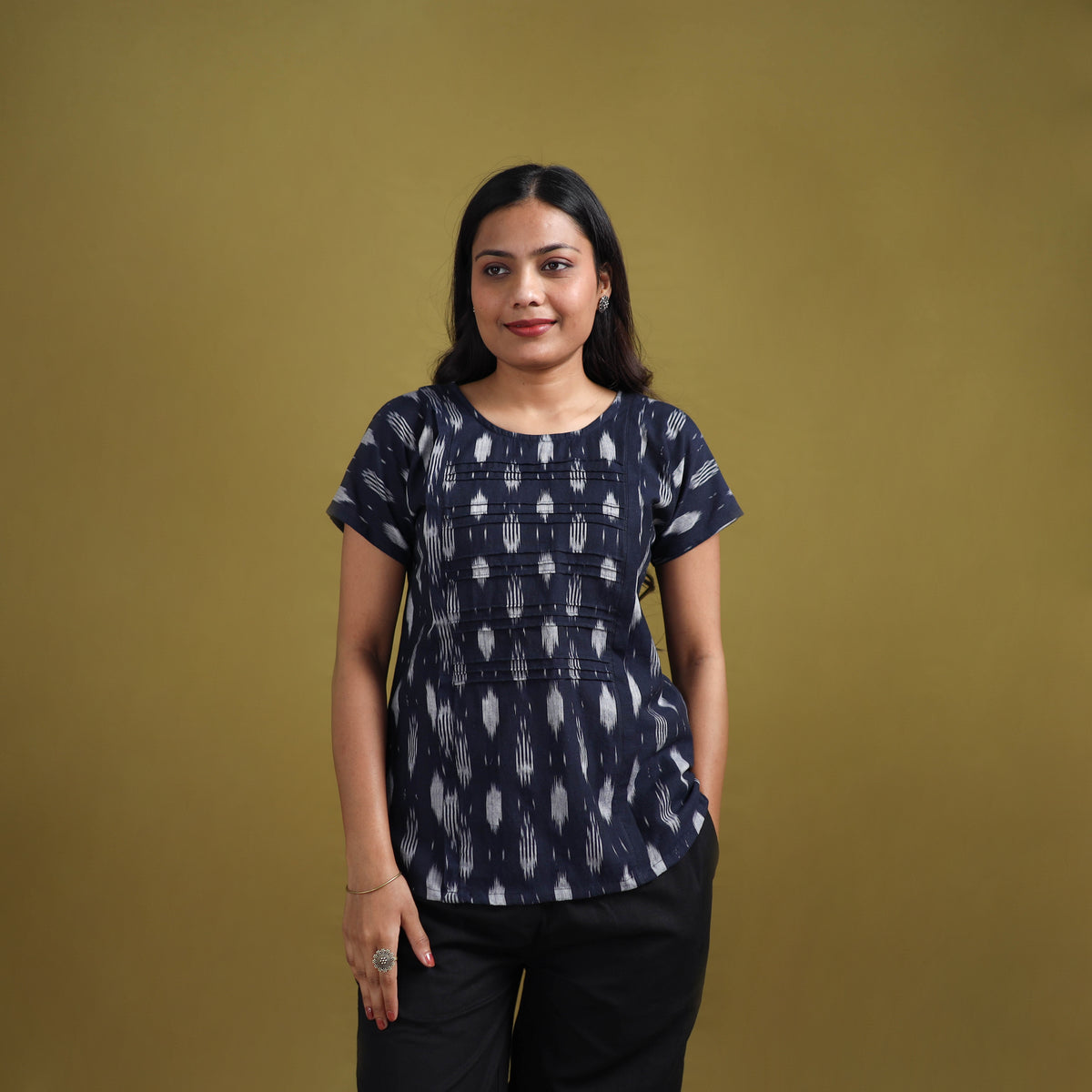 Pochampally Ikat Cotton Crop Top for Women 15