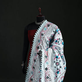Phulkari Hand Embroidered Chanderi Silk Dupatta 36