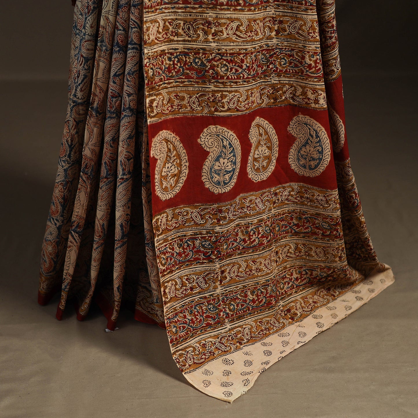 Pedana Hand Block Print Natural Dyed Cotton Kalamkari Saree 64