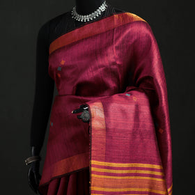 Handspun Handwoven Bhagalpuri Tussar Silk Saree 05