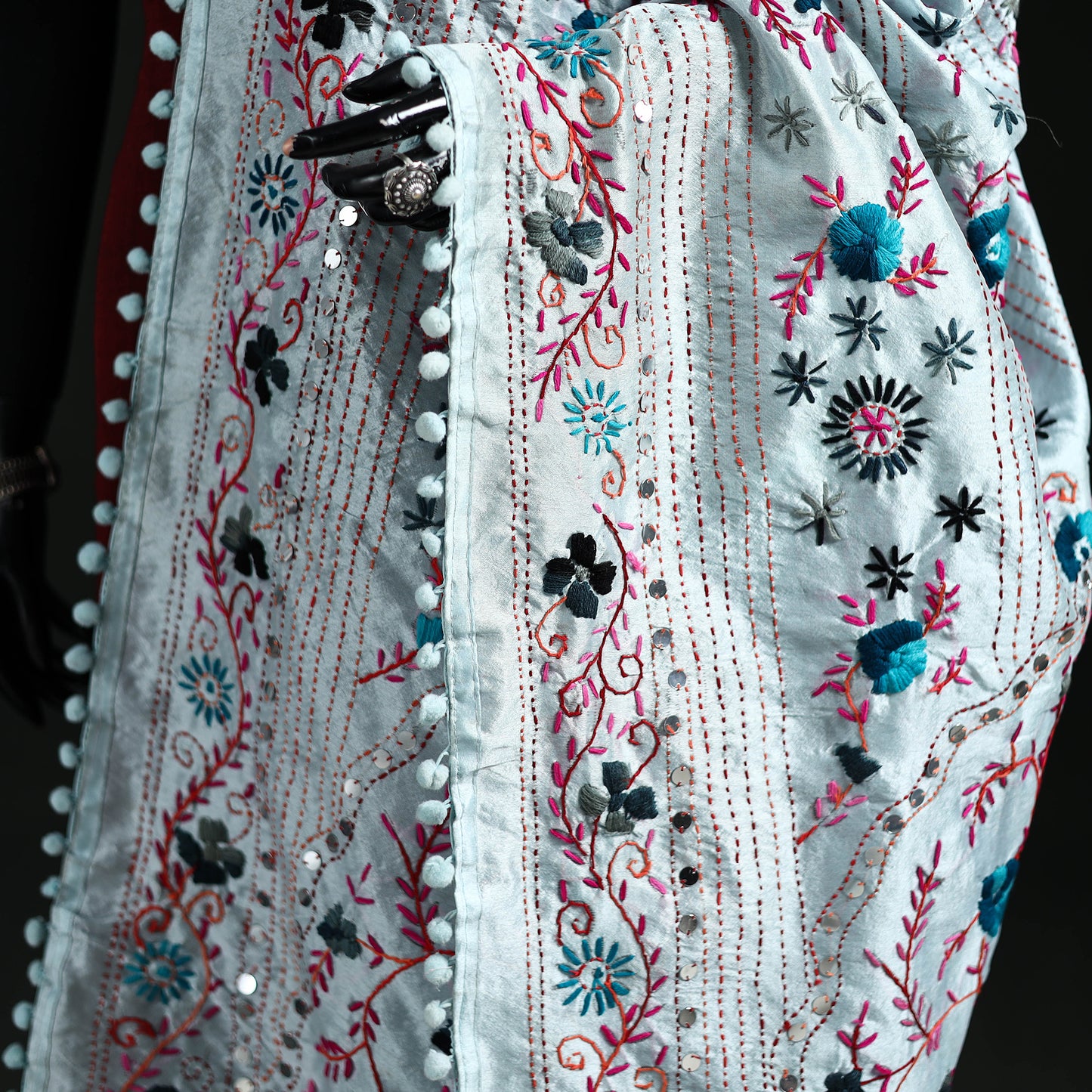 Phulkari Hand Embroidered Chanderi Silk Dupatta 36