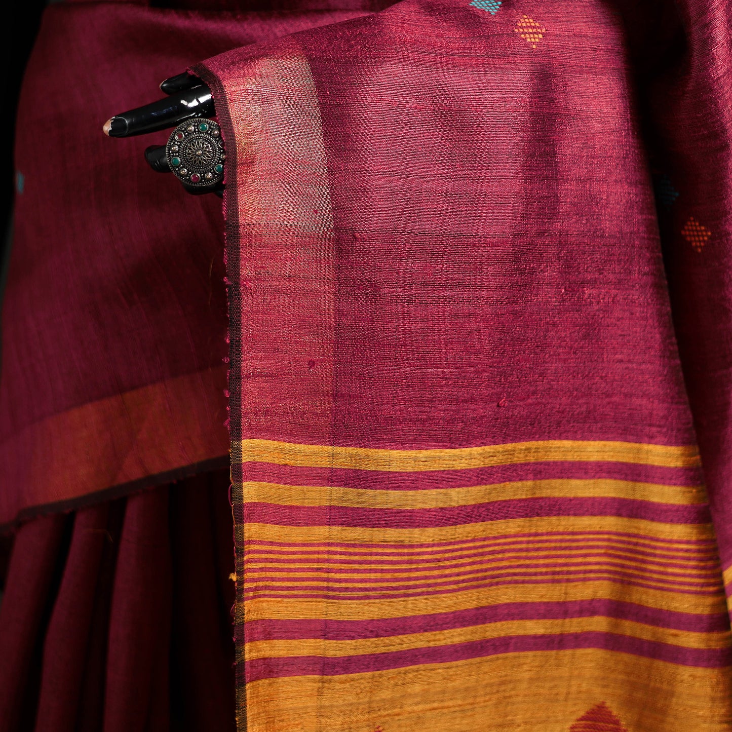 Handspun Handwoven Bhagalpuri Tussar Silk Saree 05