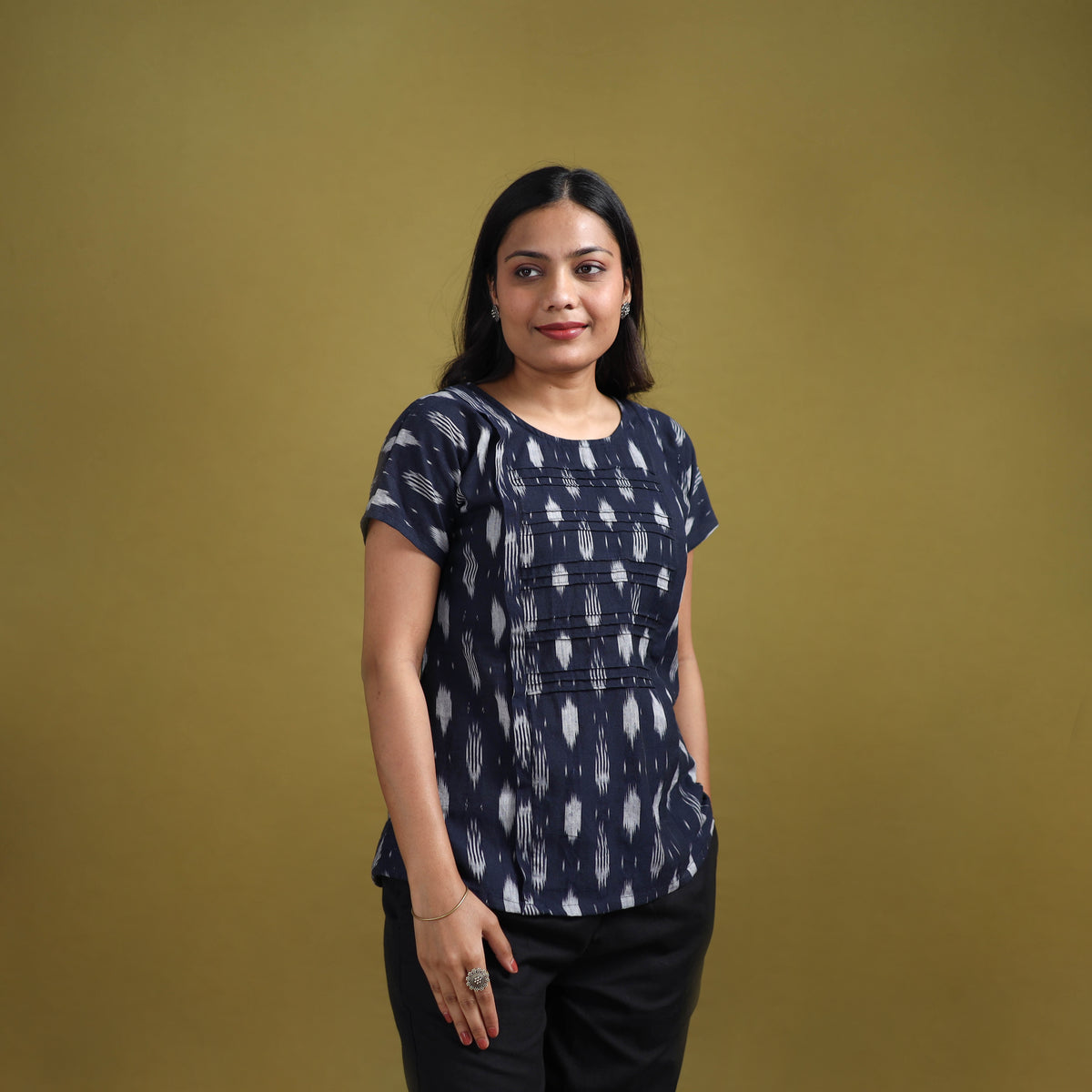 Pochampally Ikat Cotton Crop Top for Women 15