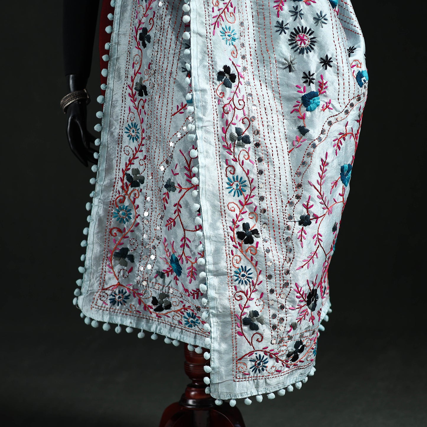 Phulkari Hand Embroidered Chanderi Silk Dupatta 36