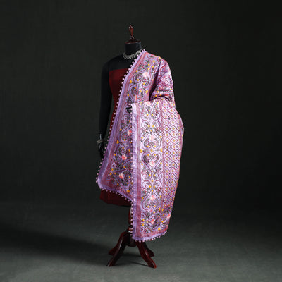 Phulkari Hand Embroidered Chanderi Silk Dupatta 37