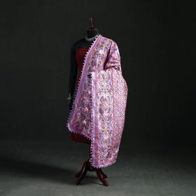 Phulkari Hand Embroidered Chanderi Silk Dupatta 37