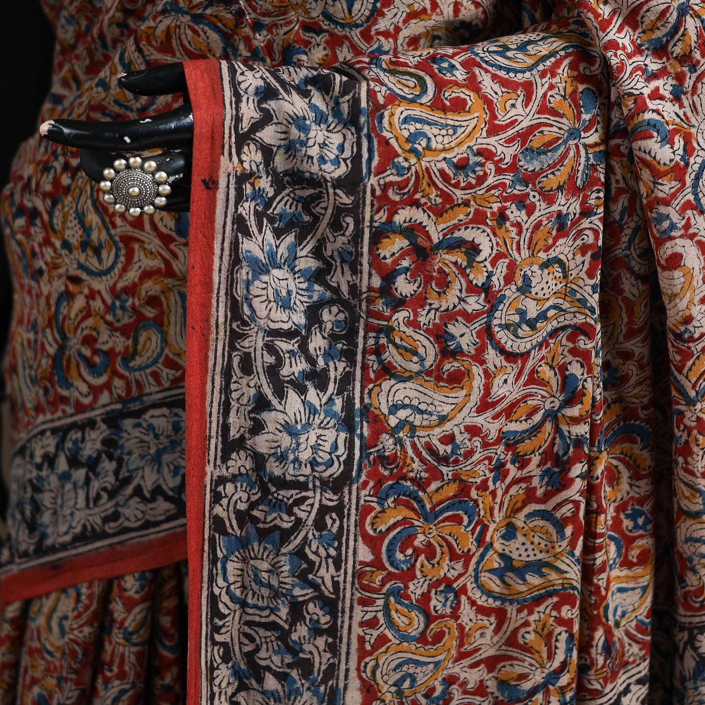 Pedana Hand Block Print Natural Dyed Cotton Kalamkari Saree 65