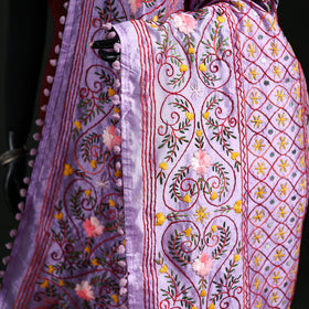 Phulkari Hand Embroidered Chanderi Silk Dupatta 37