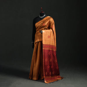 Yellow - Handspun Handwoven Bhagalpuri Tussar Silk Saree 06