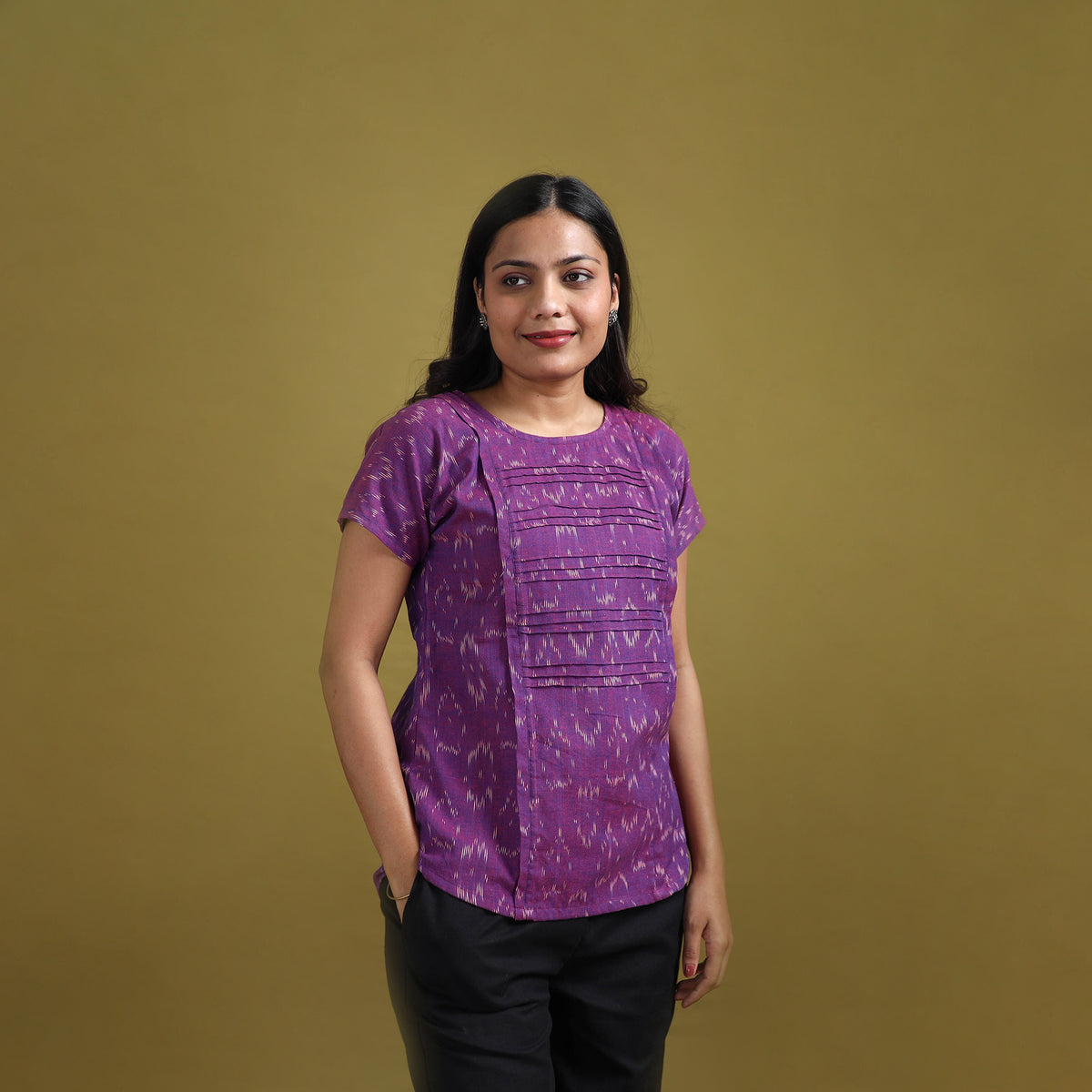 Pochampally Ikat Cotton Crop Top for Women 16