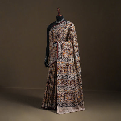 Pedana Hand Block Print Natural Dyed Cotton Kalamkari Saree 66