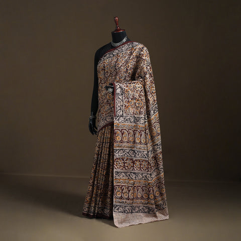 Pedana Hand Block Print Natural Dyed Cotton Kalamkari Saree 66