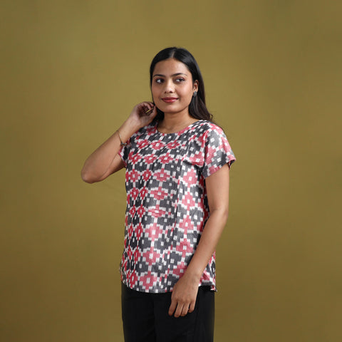 Pochampally Ikat Mercerised Cotton Crop Top for Women 04