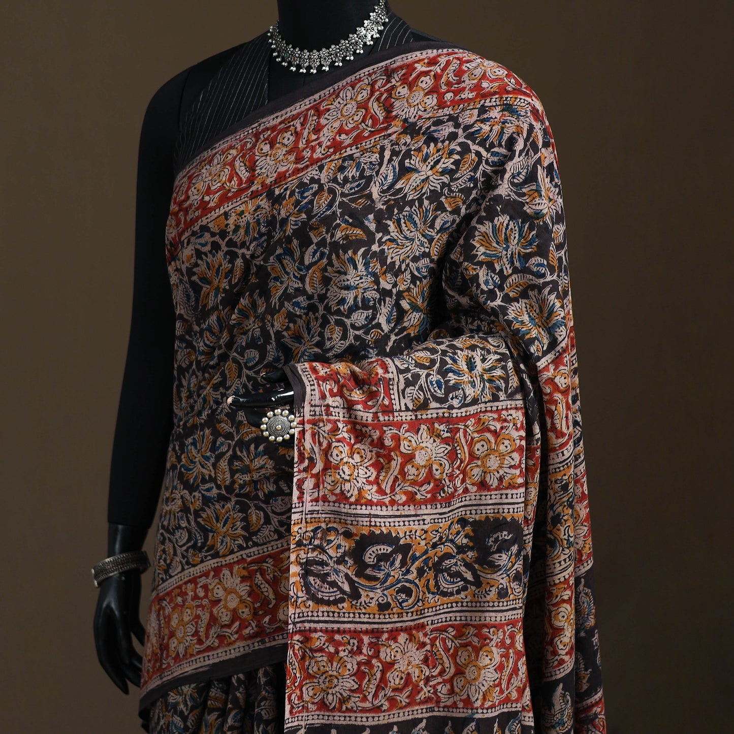 Pedana Hand Block Print Natural Dyed Cotton Kalamkari Saree 67