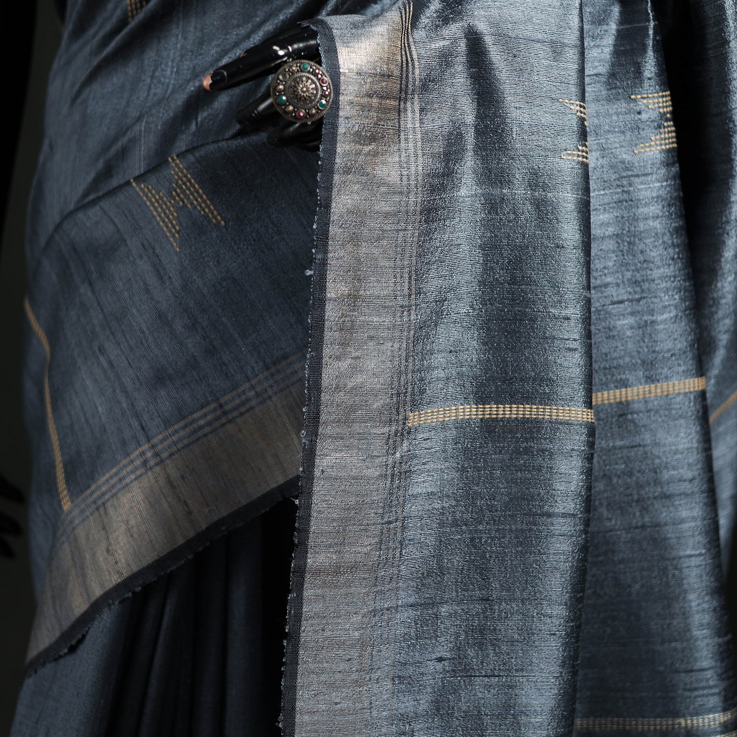 Handspun Handwoven Bhagalpuri Tussar Silk Saree 07