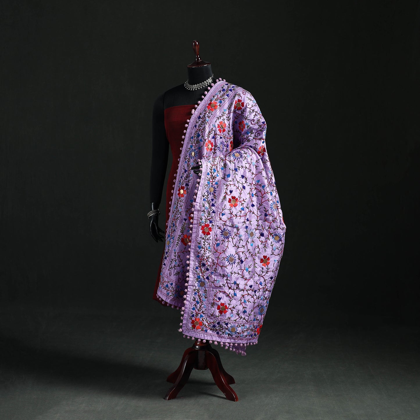 Phulkari Hand Embroidered Chanderi Silk Dupatta 40