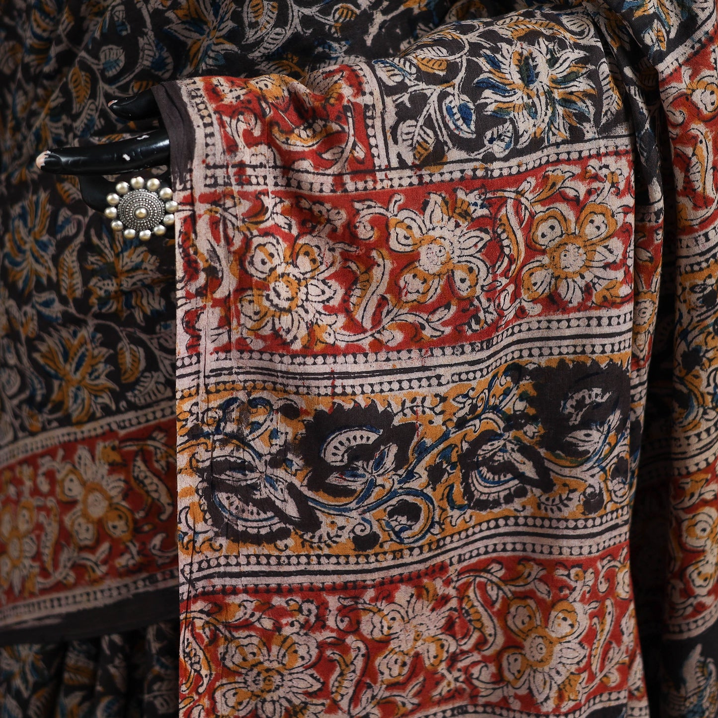 Pedana Hand Block Print Natural Dyed Cotton Kalamkari Saree 67