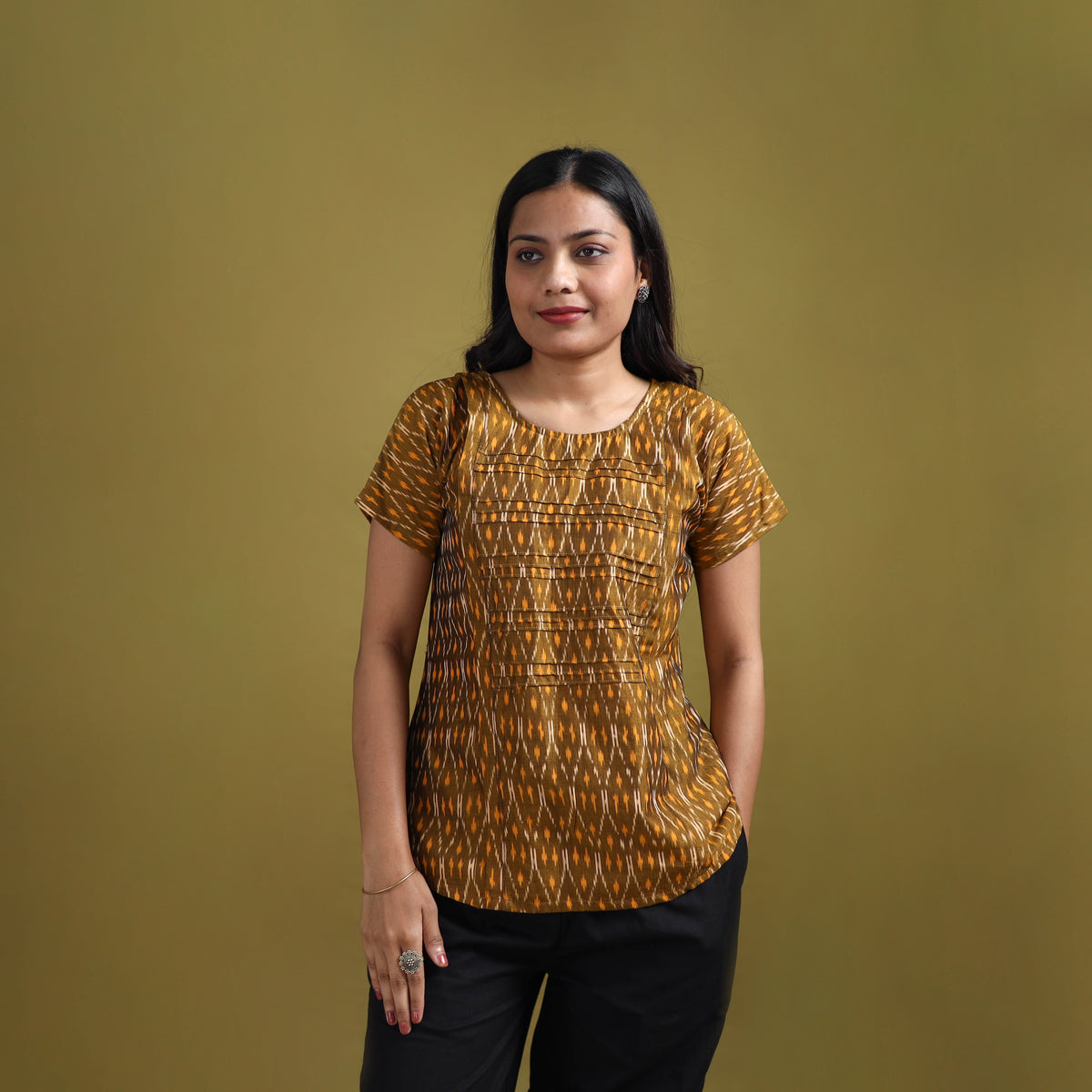 Pochampally Ikat Mercerised Cotton Crop Top for Women 11