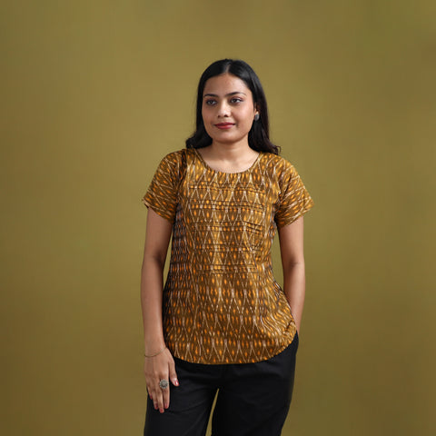 Pochampally Ikat Mercerised Cotton Crop Top for Women 11