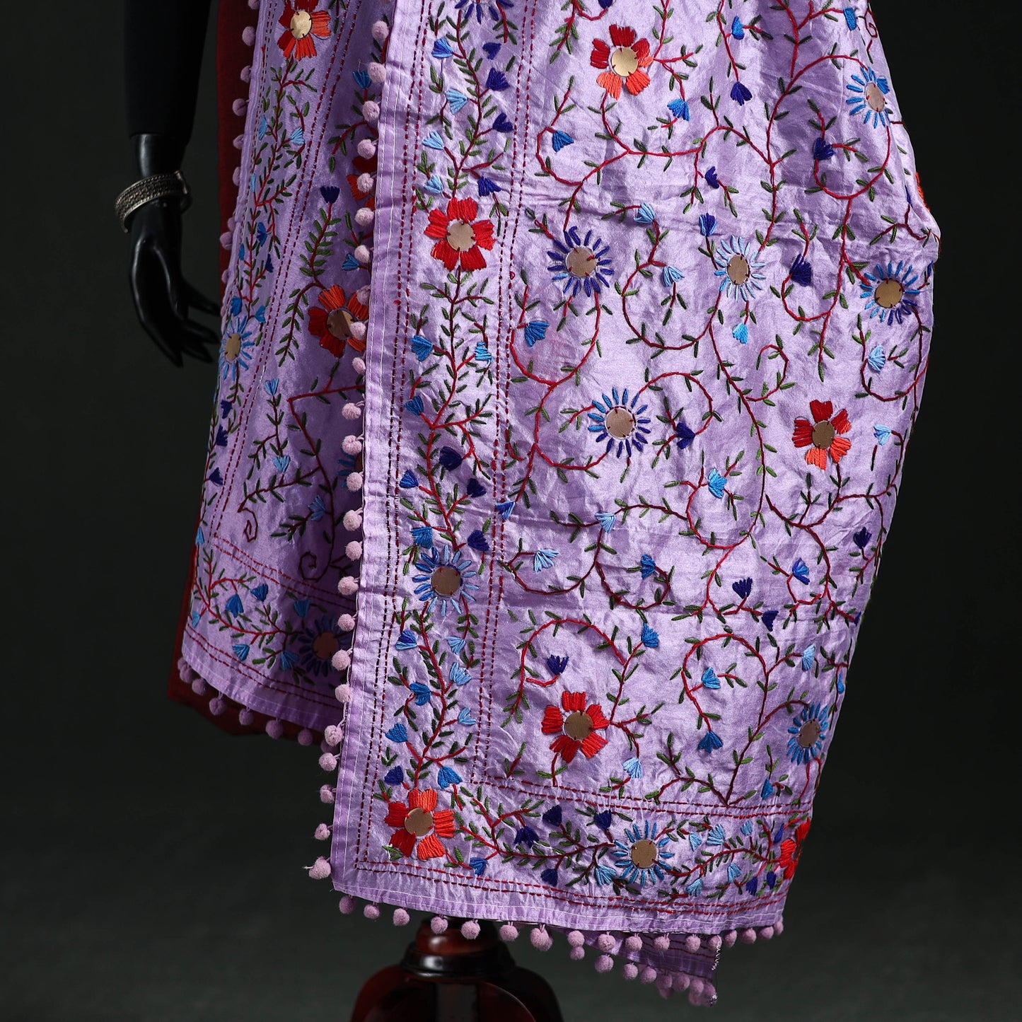 Phulkari Hand Embroidered Chanderi Silk Dupatta 40