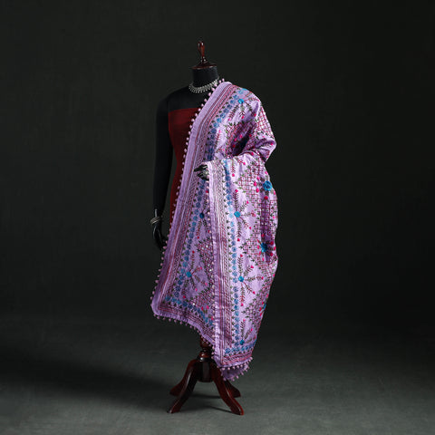 Phulkari Hand Embroidered Chanderi Silk Dupatta 41