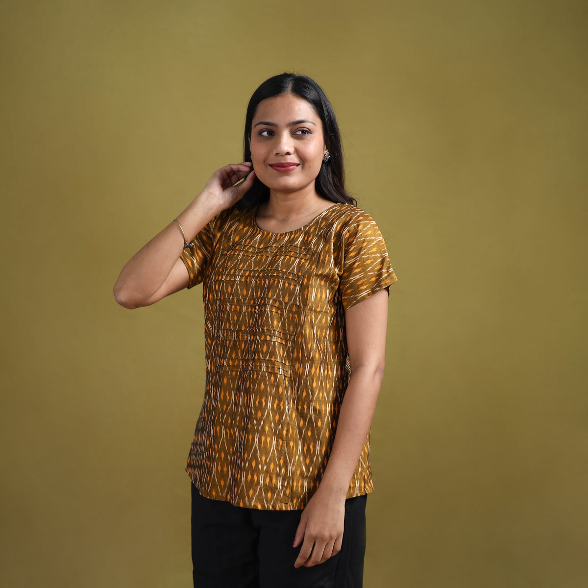 Pochampally Ikat Mercerised Cotton Crop Top for Women 11