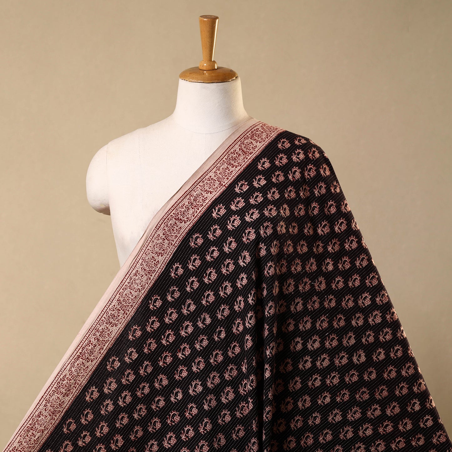 Multicolor Bagh Block Print Kantha Work Natural Dyed Cotton Fabric