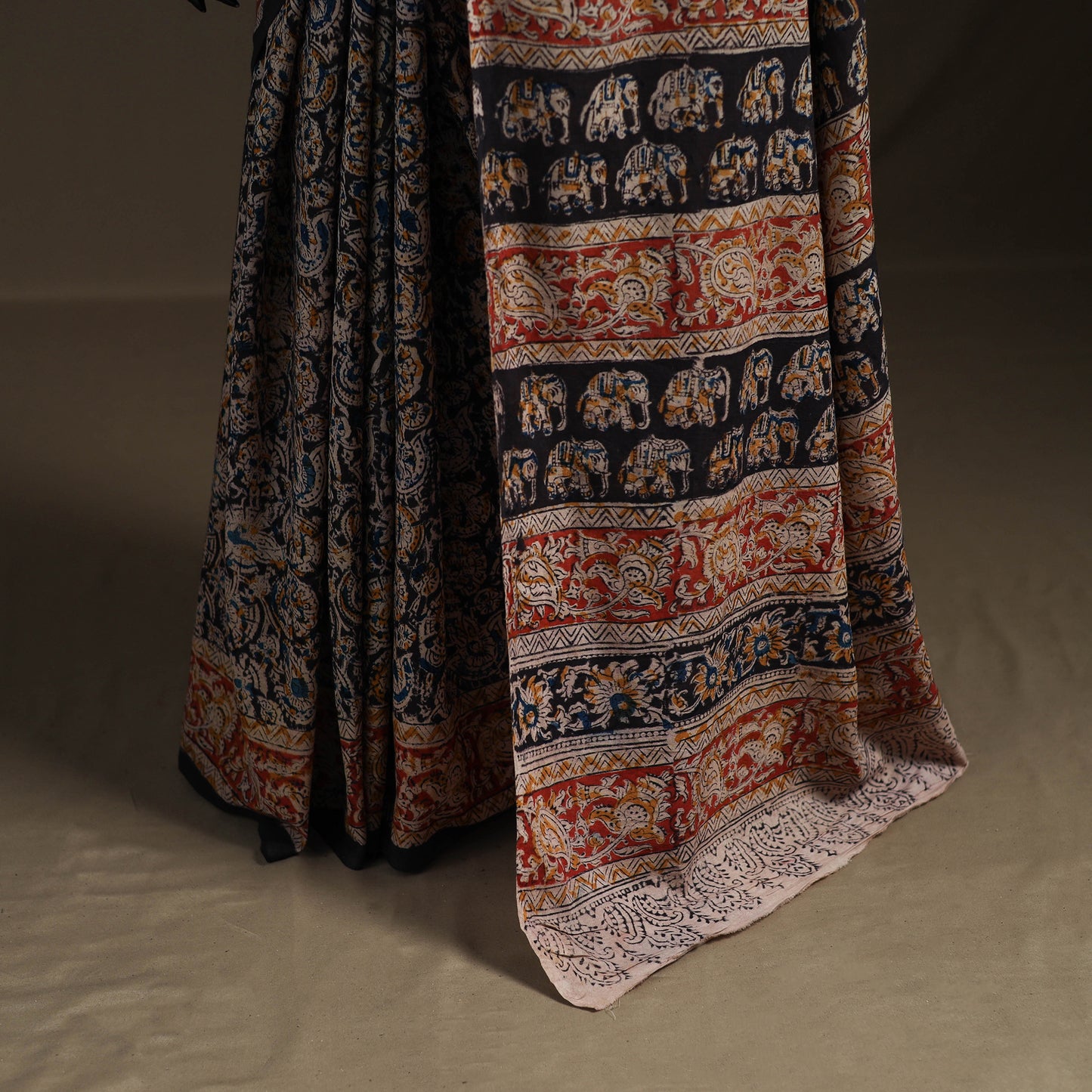 Pedana Hand Block Print Natural Dyed Cotton Kalamkari Saree 68
