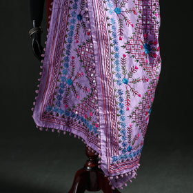Phulkari Hand Embroidered Chanderi Silk Dupatta 41
