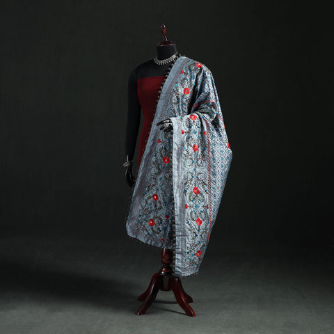 Phulkari Hand Embroidered Chanderi Silk Dupatta 42