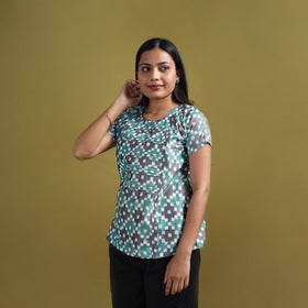 Pochampally Ikat Mercerised Cotton Crop Top for Women 05