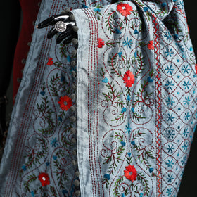 Phulkari Hand Embroidered Chanderi Silk Dupatta 42