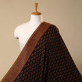 Brown Bagh Block Print Kantha Work Natural Dyed Cotton Fabric
