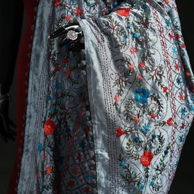 Phulkari Hand Embroidered Chanderi Silk Dupatta 43