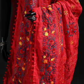 Phulkari Hand Embroidered Chanderi Silk Dupatta 44