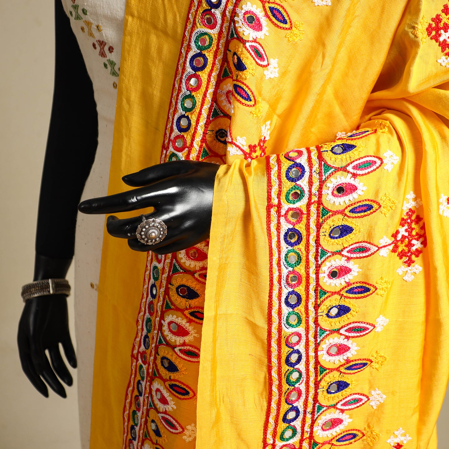 Kutch embroidery semi modal silk handloom dupatta