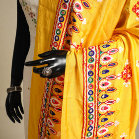 Kutch embroidery semi modal silk handloom dupatta