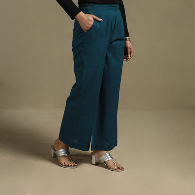 Elastic Waist Cotton Plain Palazzo for Women 14