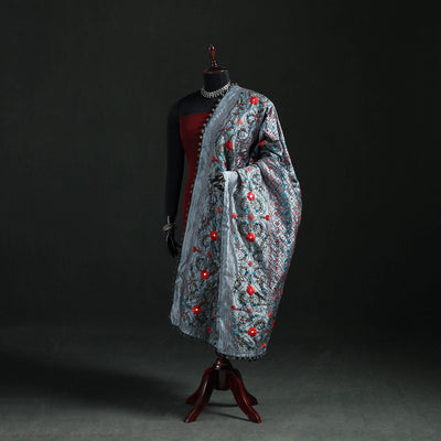 Phulkari Hand Embroidered Chanderi Silk Dupatta 45