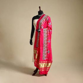 Kutch embroidery semi modal silk handloom dupatta