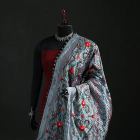 Phulkari Hand Embroidered Chanderi Silk Dupatta 45