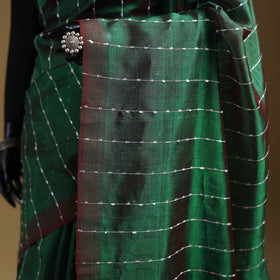 Green - Pure Handwoven Mangalagiri Silk Cotton Pattu Saree 23