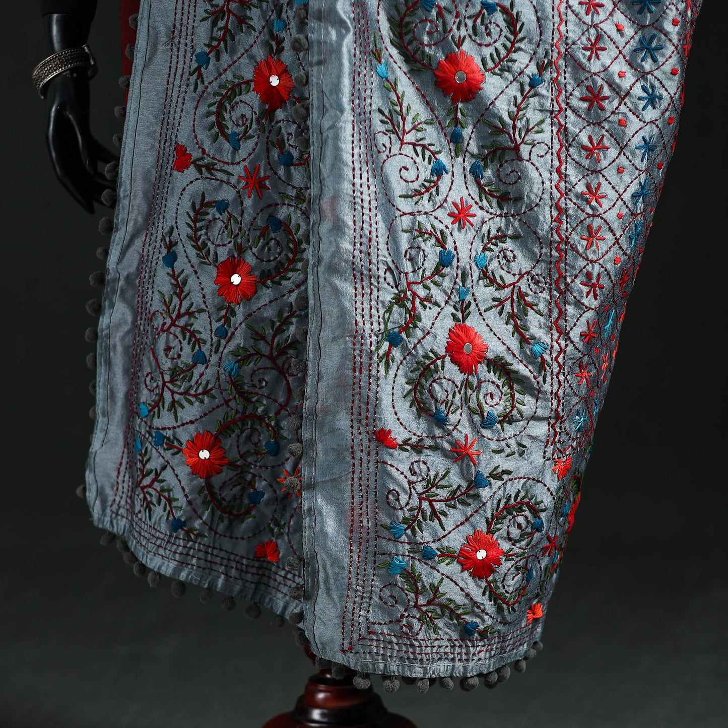 Phulkari Hand Embroidered Chanderi Silk Dupatta 45